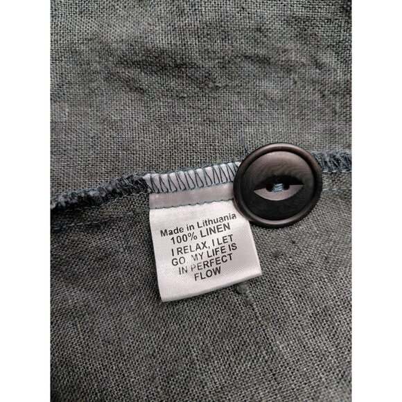 VINTAGE Flax Women's Linen Blazer Jacket S Gray Single-Breasted Button Front - Picture 4 of 7